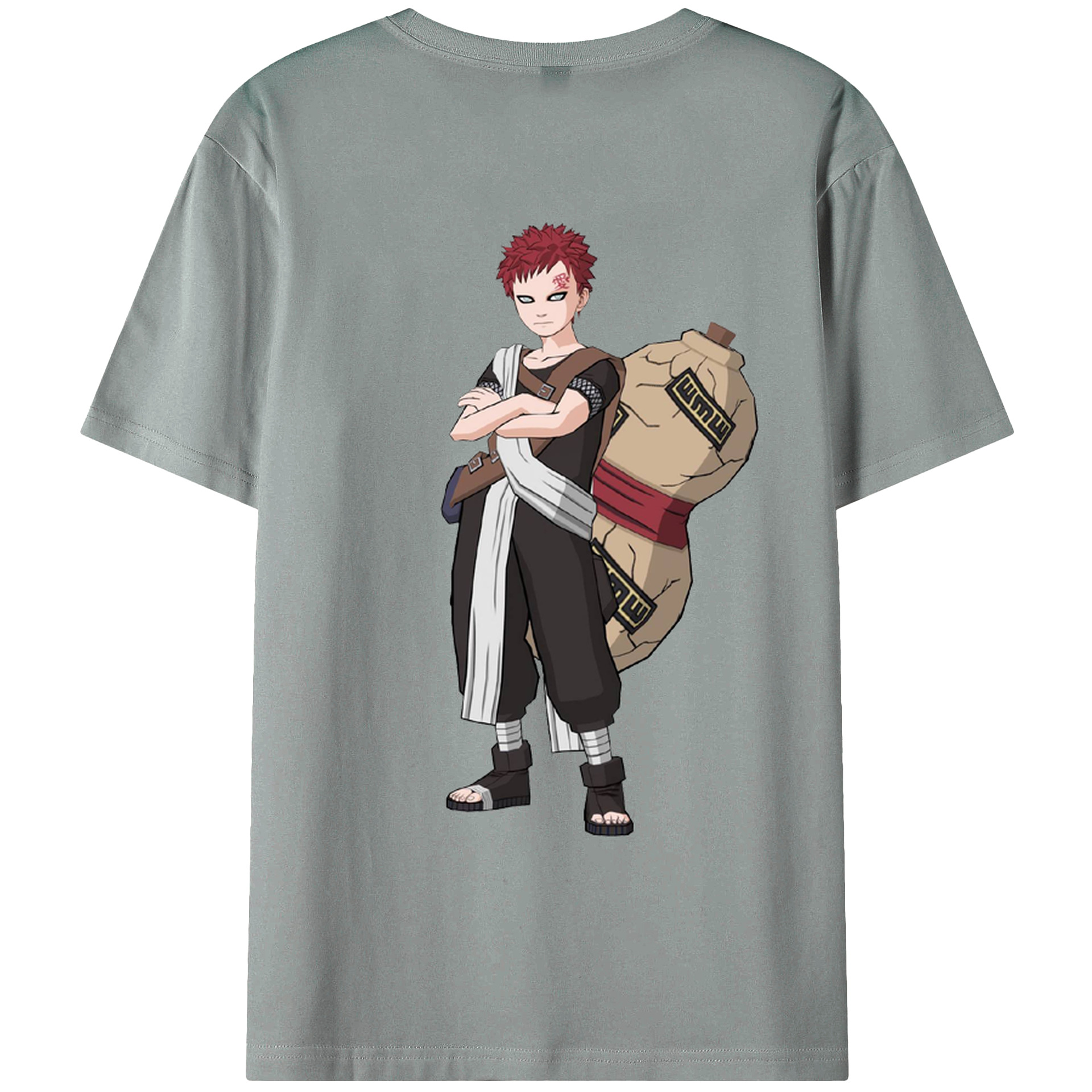 NARUTO -ナルト- ガアラ Gaara 綿100％ メンズ半袖Tシャツ（バックプリント） 通気性
